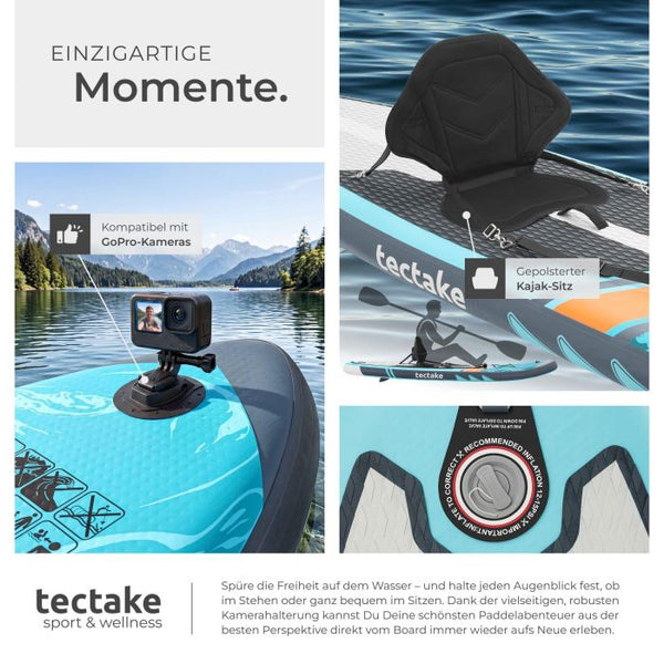 Stand-Up Paddle Board 2in1 Palagios türkis/orange 288 cm mit Kamerahalterung