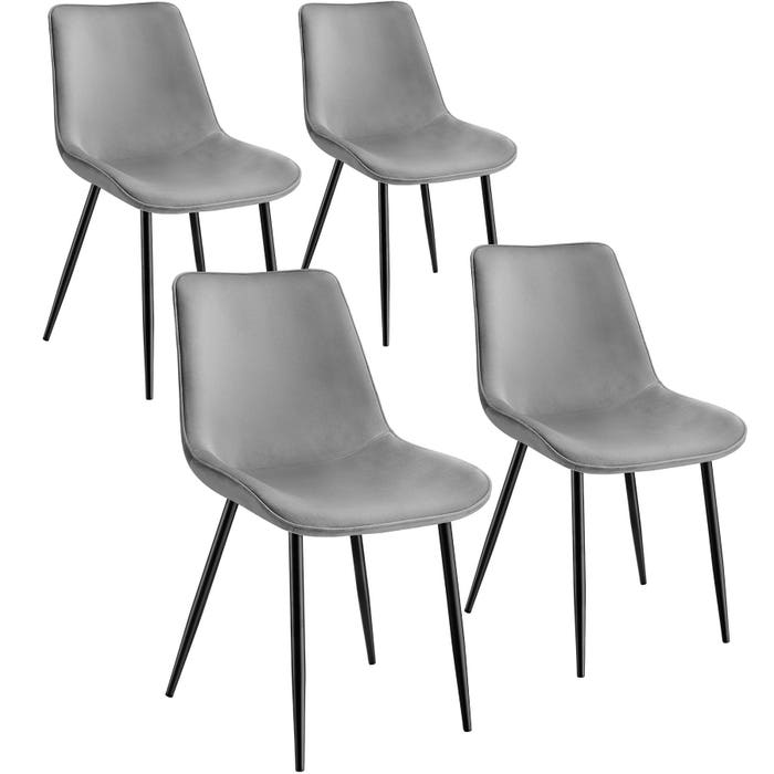 Ensemble de 4 chaises Monroe, aspect velours, grises