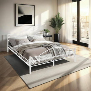 Metallbett mit Lattenrost im romantischen Design weiss/weiss 200 x 180 cm
