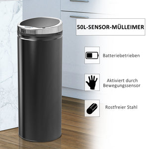 Abfalleimer mit Sensor 30L Edelstahl schwarz