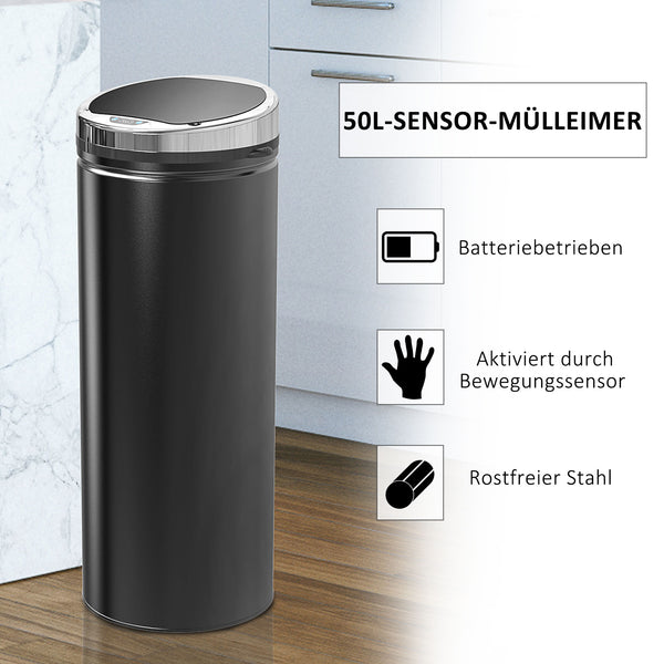 Abfalleimer mit Sensor 30L Edelstahl schwarz