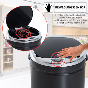 Abfalleimer mit Sensor 30L Edelstahl schwarz