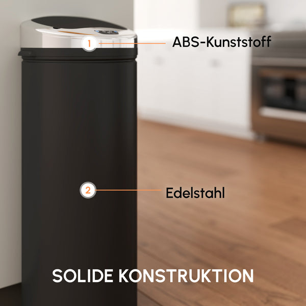 Abfalleimer mit Sensor 30L Edelstahl schwarz