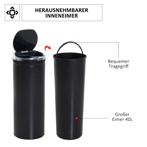 Abfalleimer mit Sensor 30L Edelstahl schwarz
