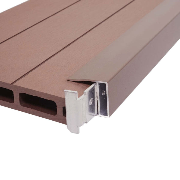 Abschluss-Set WPC Sichtschutz Alu-Pfosten 180cm braun Savon