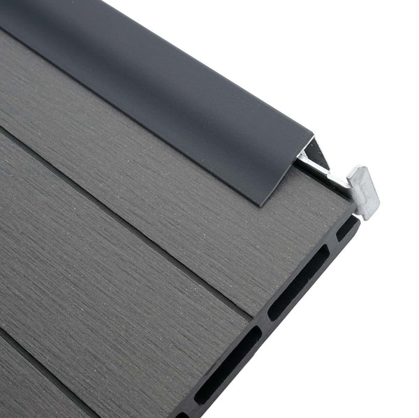 Abschluss-Set für WPC-Sichtschutz Alu-Pfosten 180cm grau Savon