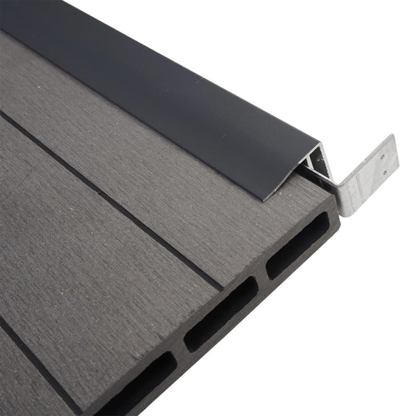 Abschluss-Set für WPC-Sichtschutz Windschutz Pfosten 180cm grau Savon