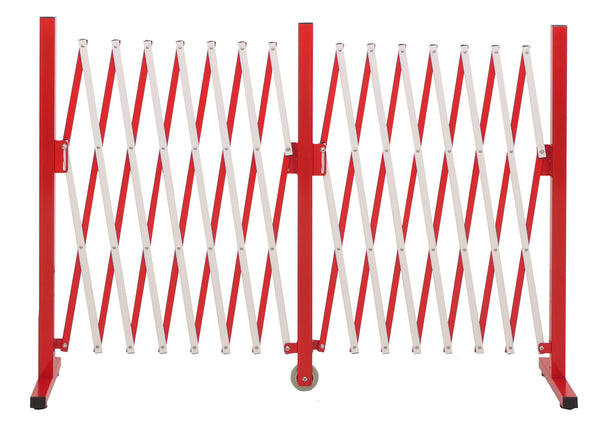 Ausziehbares Absperrgitter Aluminium, rot-weiss, 103–411cm