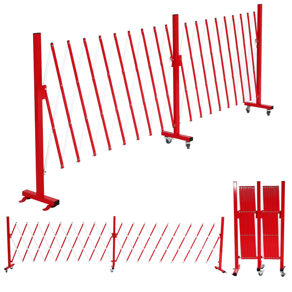 Ausziehbares Alu Absperrgitter mit Rollen 110-500cm rot-weiss