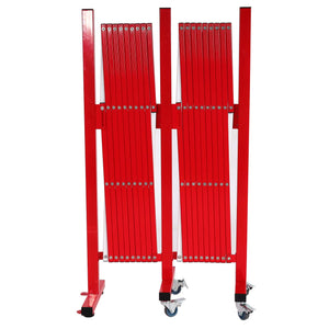 Ausziehbares Alu Absperrgitter mit Rollen 110-500cm rot-weiss
