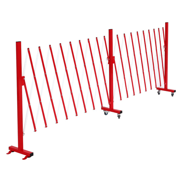 Ausziehbares Alu Absperrgitter mit Rollen 110-500cm rot-weiss