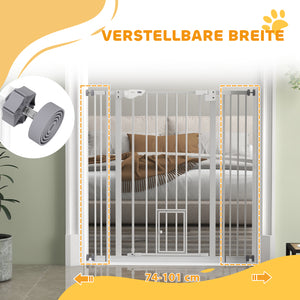 Hunde Absperrgitter selbstschliessend mit Tür 104cm hoch Stahl weiss