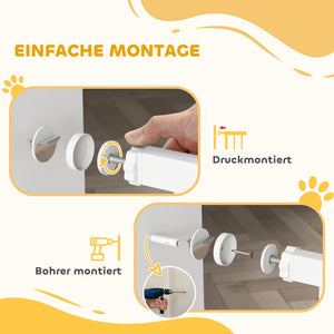 Hunde Absperrgitter selbstschliessend mit Tür 104cm hoch Stahl weiss