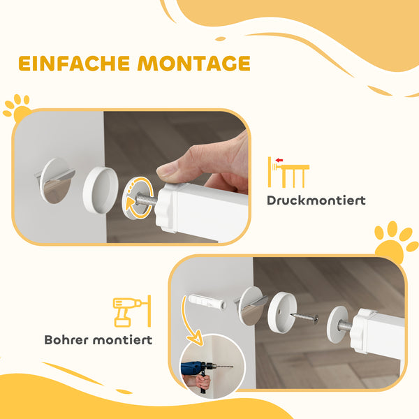 Hunde Absperrgitter selbstschliessend mit Tür 104cm hoch Stahl weiss