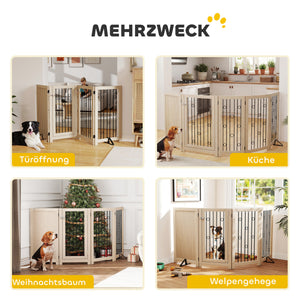 Hundegitter freistehend mit Tür und 4 Paneelen für Flur und Treppe