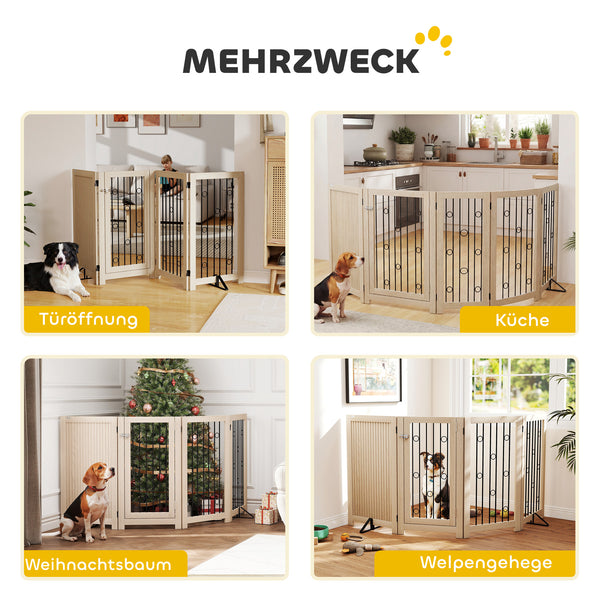 Hundegitter freistehend mit Tür und 4 Paneelen für Flur und Treppe