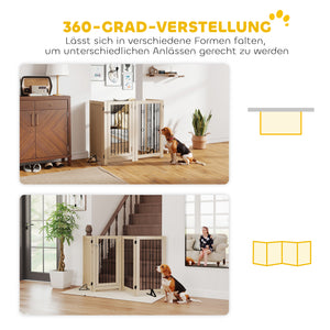 Hundegitter freistehend mit Tür und 4 Paneelen für Flur und Treppe