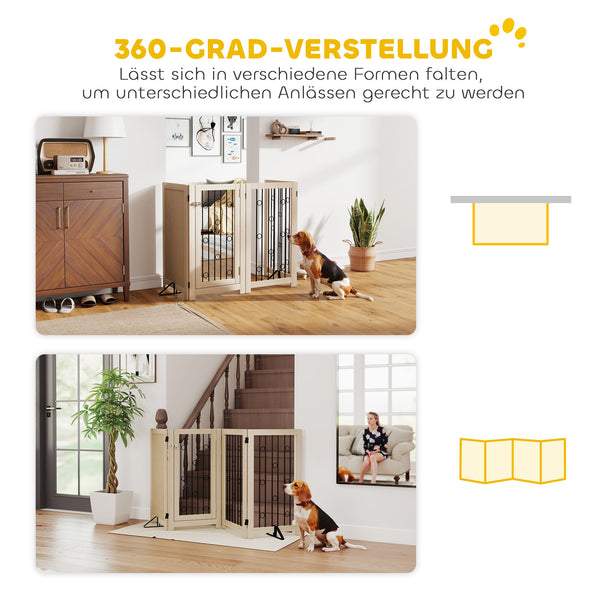 Hundegitter freistehend mit Tür und 4 Paneelen für Flur und Treppe