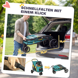 Hundebuggy Hundewagen faltbar bis 20kg dunkelgrün