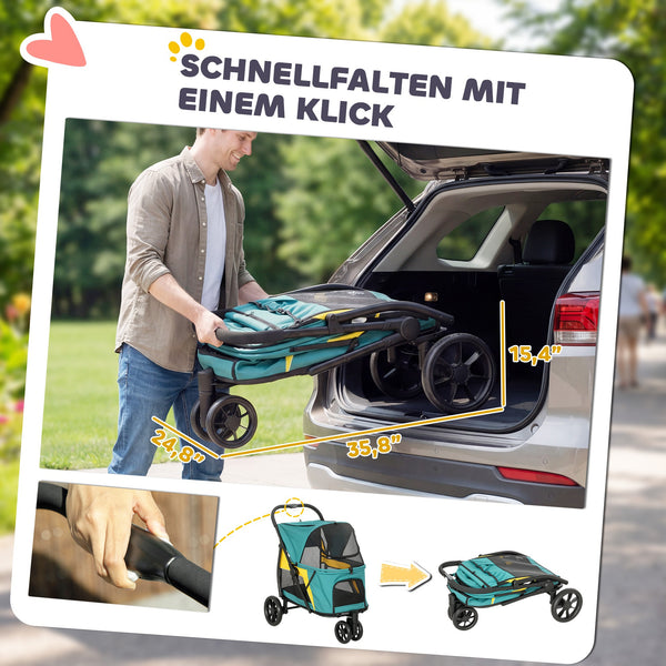 Hundebuggy Hundewagen faltbar bis 20kg dunkelgrün