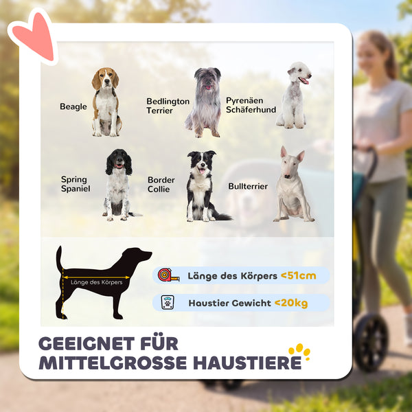Hundebuggy Hundewagen faltbar bis 20kg dunkelgrün