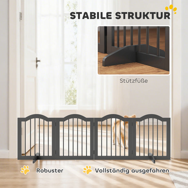 Hundegitter Schutzgitter freistehend klappbar mit 4 Paneelen schwarz