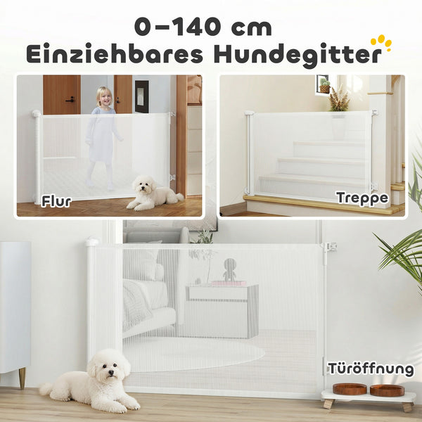 Treppenschutzgitter ausziehbar für Haustiere und Türen weiss