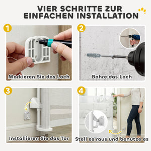 Treppenschutzgitter ausziehbar für Haustiere und Türen weiss