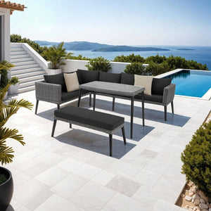 Aluminium Rattan Lounge Lounge Pula grau