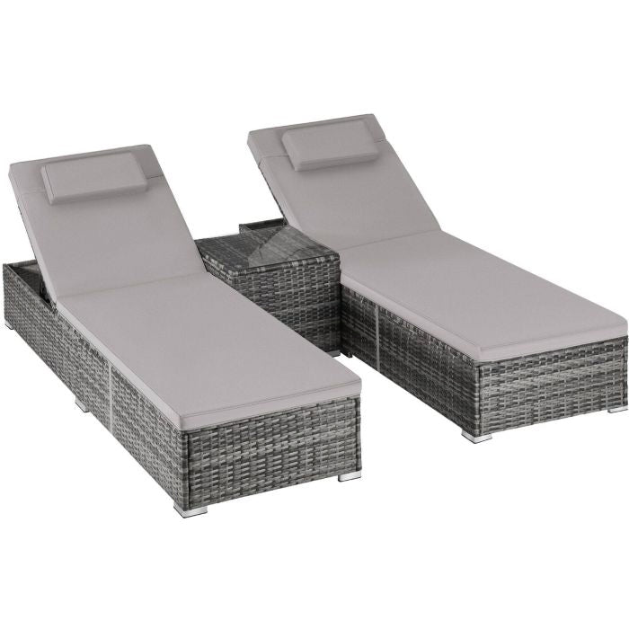 Rattan-Doppelliege Carbonera grau