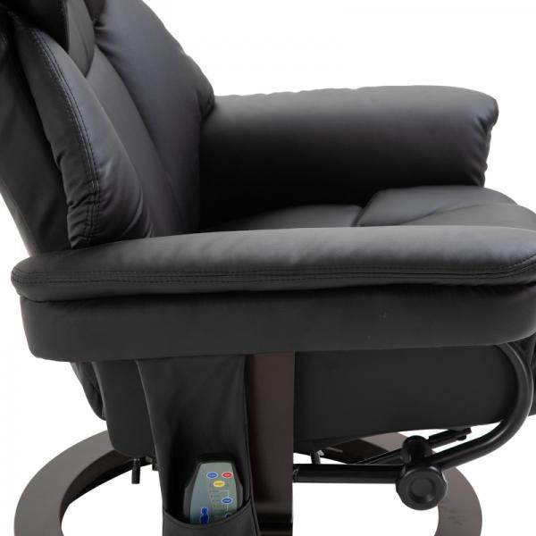 Relaxsessel mit Massagefunktion Fusshocker Massagesessel Liegefunktion Schwarz