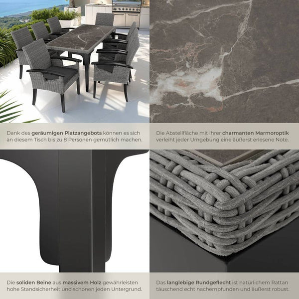 Rattan Tisch Foggia grau