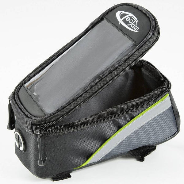 Fahrradtasche mit Rahmen-Befestigung für Smartphones schwarz/grau/grün 18 x 8,5 x 8,5 cm