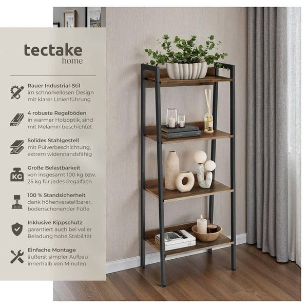 Leiterregal Chatham Industrial Holz dunkel, rustikal 57,5 x 34 x 138 cm