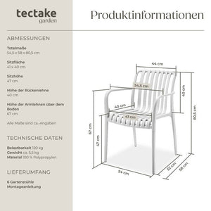 Gartenstühle Alcudia creme 6er Set