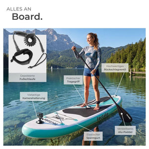 Stand-Up Paddle Board 2in1 Zenon weiss/türkis 288 cm mit Kamerahalterung