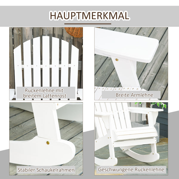 Adirondack Schaukelstuhl für Garten und Balkon weiss