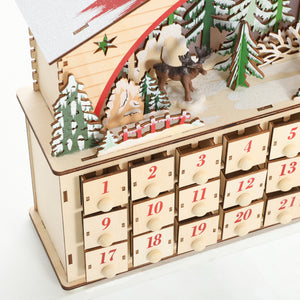 Adventskalender zum Befüllen mit LED für Weihnachten aus Holz