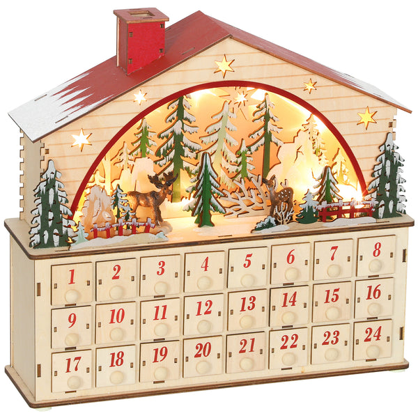 Adventskalender zum Befüllen mit LED für Weihnachten aus Holz