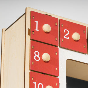 Adventskalender Weihnachtsdeko mit 24 Schubladen LED Rot