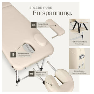 Lettino da massaggio a 2 zone con imbottitura, beige