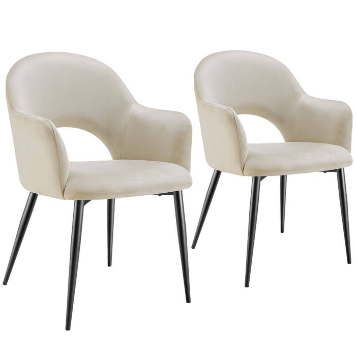 Fauteuil Sachel, crème, lot de 2