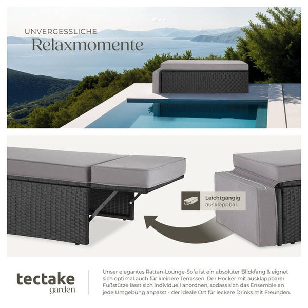 Rattan Lounge Korfu schwarz/grau