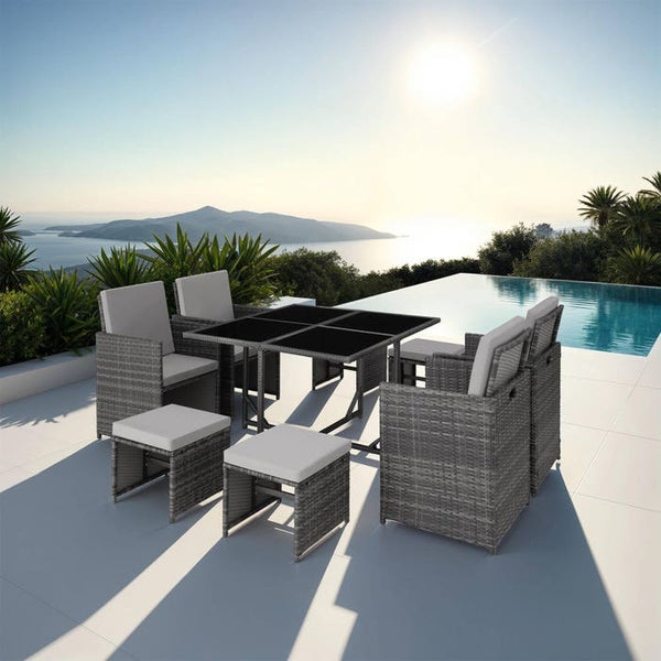 Rattan Sitzgruppe Bilbao 4+4+1, grau