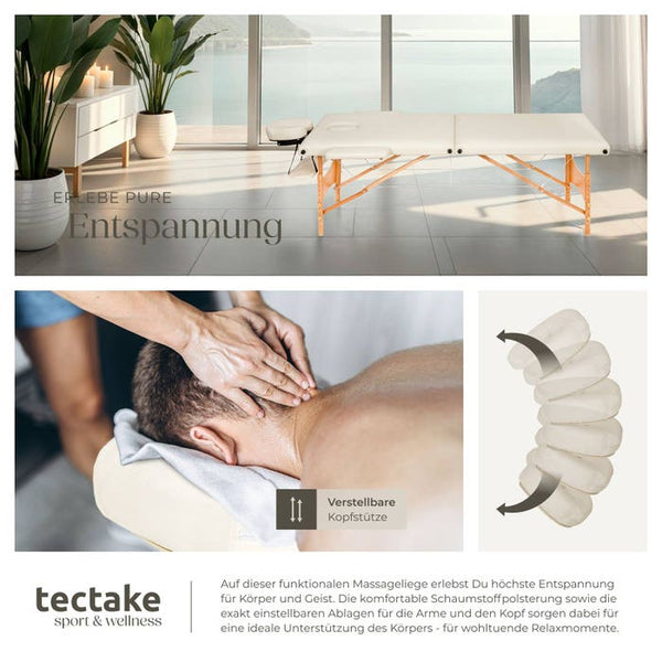 Lettino da massaggio a 2 zone con imbottitura da 5 cm, beige