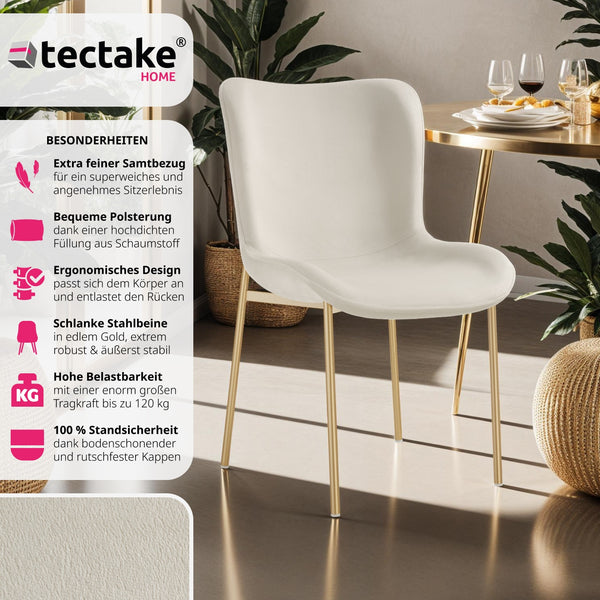 Polsterstuhl Tessa Samt beige/gold 6er Set
