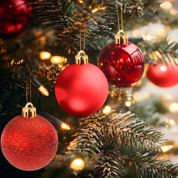 24er Set Weihnachtskugeln rot