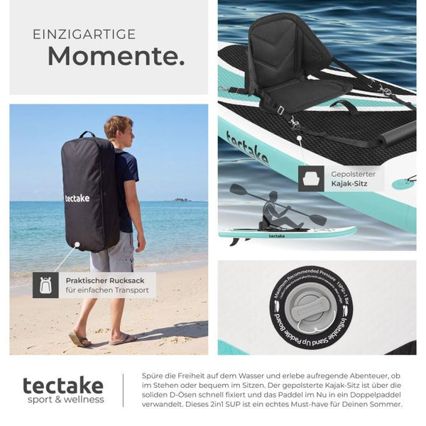 Stand-Up Paddle Board 2in1 Zenon weiss/türkis 320 cm ohne Kamerahalterung