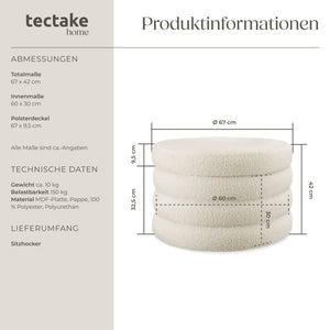 Sitzhocker mit Stauraum Altu XL Bouclé creme-weiß
