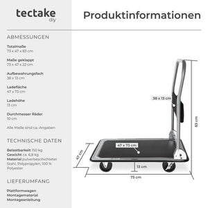 Plattformwagen schwarz 150 kg